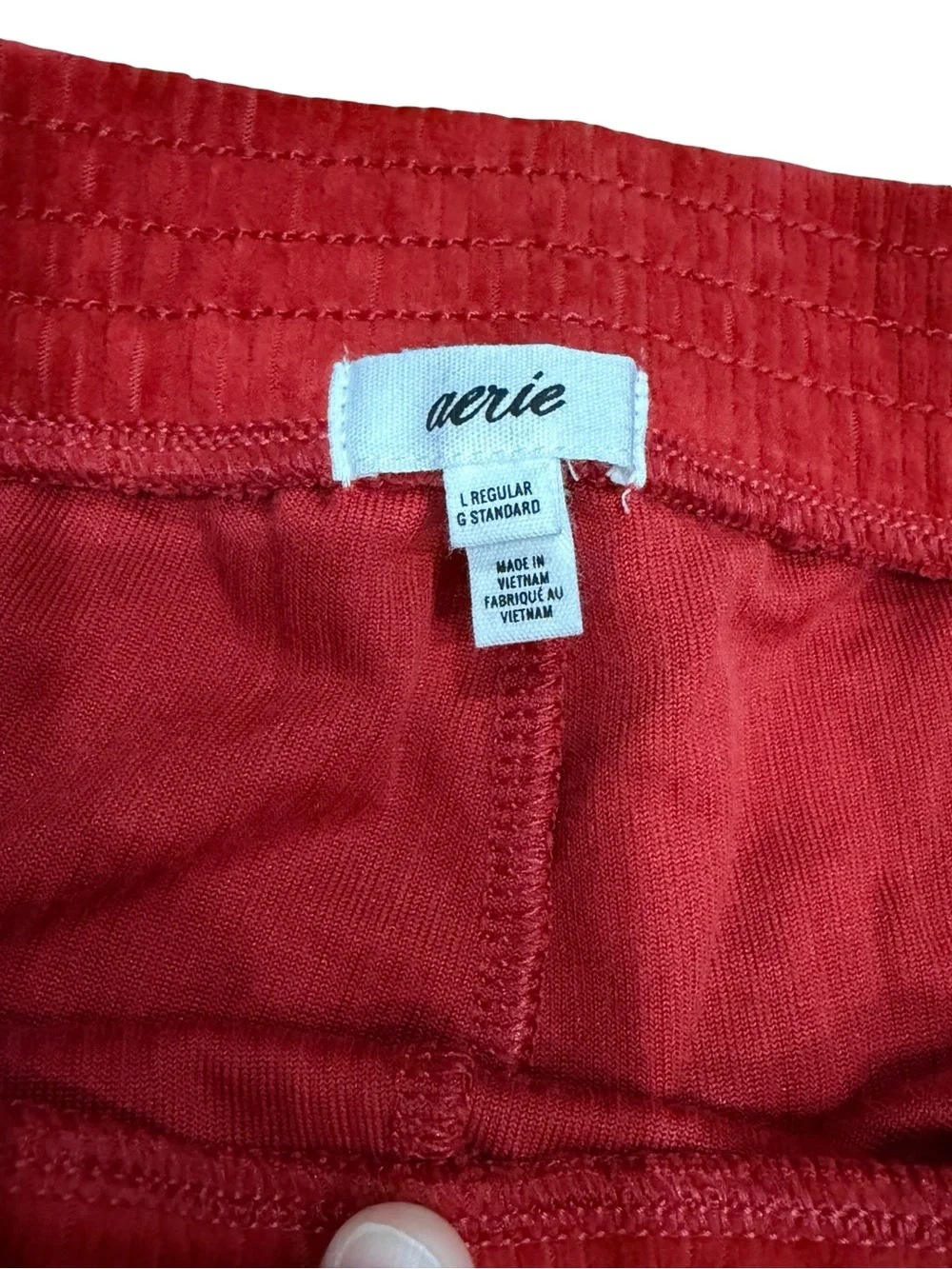 โจ Aerie Groove-On Velour High Waisted Flare Pants Red Ribbed Textured Size Large - Picture 9 of 16